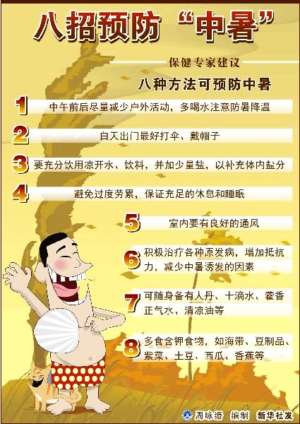 卫生部发布中暑预防要点:大量饮水 外出应擦防晒剂